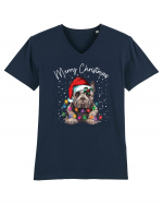 de Craciun cu luminite - English Bulldog Tricou mânecă scurtă guler V Bărbat Presenter