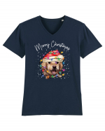 de Craciun cu luminite - Golden Retriever Tricou mânecă scurtă guler V Bărbat Presenter