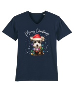 de Craciun cu luminite - Miniature Schnauzer Tricou mânecă scurtă guler V Bărbat Presenter
