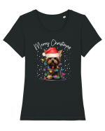de Craciun cu luminite - Yorkshire Terrier Tricou mânecă scurtă guler larg fitted Damă Expresser
