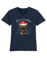 de Craciun cu luminite - Yorkshire Terrier Tricou mânecă scurtă guler V Bărbat Presenter