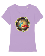 Cuplu de păsări colibri retro Tricou mânecă scurtă guler larg fitted Damă Expresser