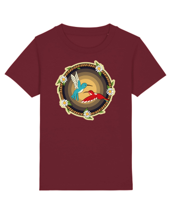 Cuplu de păsări colibri retro Burgundy
