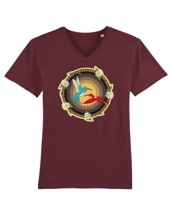 Cuplu de păsări colibri retro Burgundy