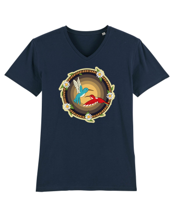Cuplu de păsări colibri retro French Navy