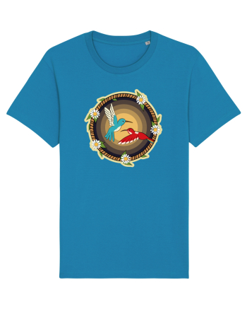 Cuplu de păsări colibri retro Azur