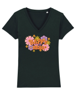 O mamă fericită retro Tricou mânecă scurtă guler V Damă Evoker
