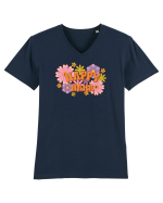 O mamă fericită retro Tricou mânecă scurtă guler V Bărbat Presenter