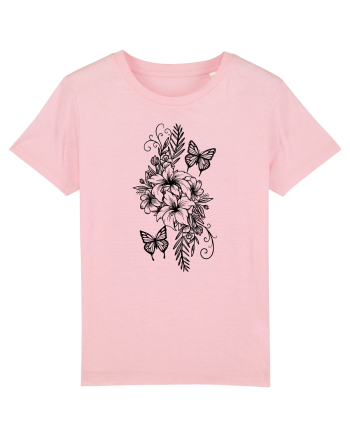 Fluturi și flori Cotton Pink