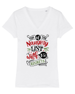 Lista lui Moș Crăciun Tricou mânecă scurtă guler V Damă Evoker