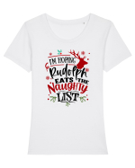 Rudolf - Lista lui Moș Crăciun Tricou mânecă scurtă guler larg fitted Damă Expresser