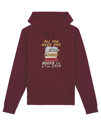 All you need are books and cats Burgundy