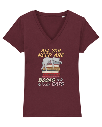 All you need are books and cats Burgundy