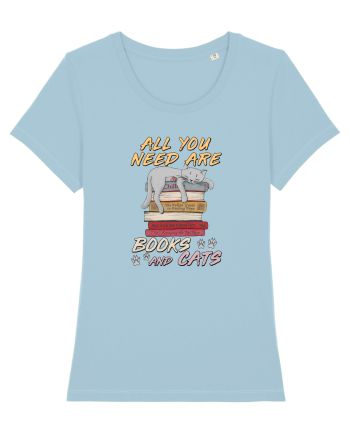 All you need are books and cats Sky Blue