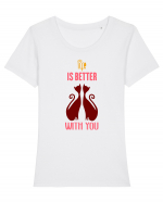 Viața e mai bună lângă tine Tricou mânecă scurtă guler larg fitted Damă Expresser