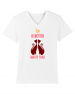 Viața e mai bună lângă tine Tricou mânecă scurtă guler V Bărbat Presenter