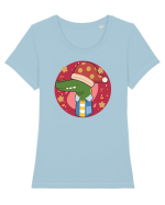 Crocodil de Crăciun Tricou mânecă scurtă guler larg fitted Damă Expresser