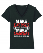 Make excuses or Make changes Tricou mânecă scurtă guler V Damă Evoker