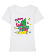 Merry and Bright Tricou mânecă scurtă guler larg fitted Damă Expresser
