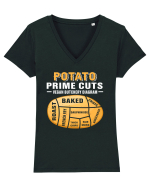 Potato Prime Cuts vegan butchery diagram Tricou mânecă scurtă guler V Damă Evoker