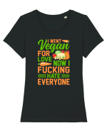 I went vegan for love now I fucking hate everyone Tricou mânecă scurtă guler larg fitted Damă Expresser