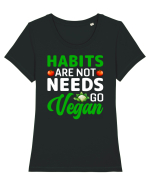 Habits Are Not Needs Go Vegan Tricou mânecă scurtă guler larg fitted Damă Expresser