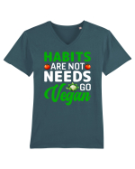 Habits Are Not Needs Go Vegan Tricou mânecă scurtă guler V Bărbat Presenter