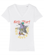 Kick Start Your Adventure Tricou mânecă scurtă guler V Damă Evoker