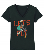 Let's Fly Tricou mânecă scurtă guler V Damă Evoker