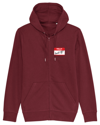 Hello My Name is: Fuck Off! Name Tag Burgundy