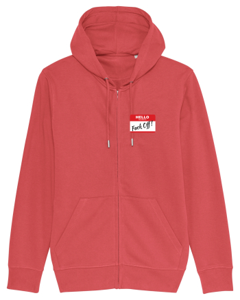 Hello My Name is: Fuck Off! Name Tag Carmine Red