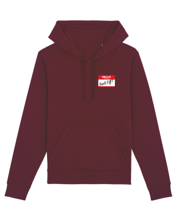 Hello My Name is: Fuck Off! Name Tag Burgundy