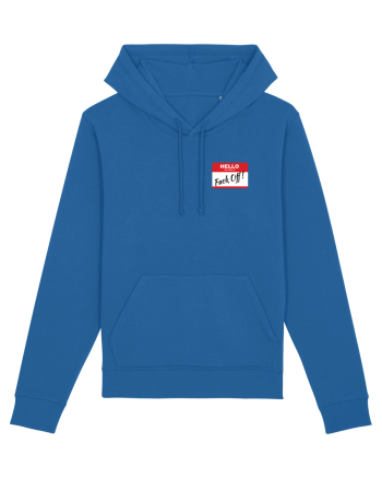 Hello My Name is: Fuck Off! Name Tag Royal Blue