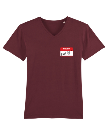 Hello My Name is: Fuck Off! Name Tag Burgundy