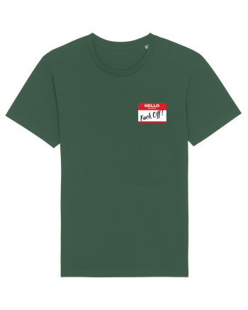 Hello My Name is: Fuck Off! Name Tag Bottle Green