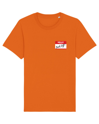 Hello My Name is: Fuck Off! Name Tag Bright Orange