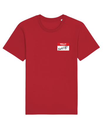 Hello My Name is: Fuck Off! Name Tag Red