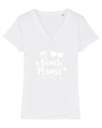 Beach Please Tricou mânecă scurtă guler V Damă Evoker