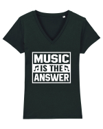Music is the answer Tricou mânecă scurtă guler V Damă Evoker