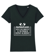 Barbarians Apply Axe Directly To The Problem Repeat As Needed Tricou mânecă scurtă guler V Damă Evoker