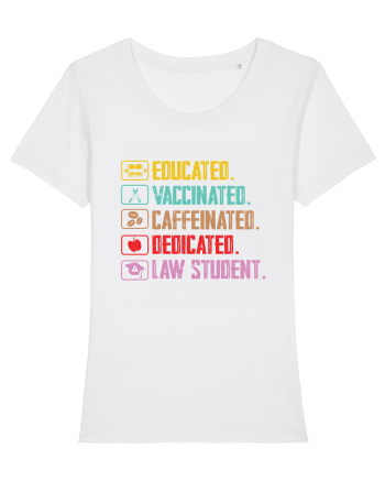 Educated. Vaccinated. Caffeinated. Dedicated. Law Student White
