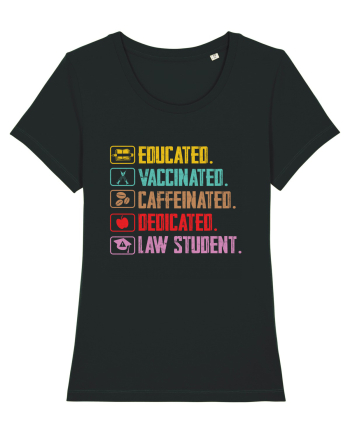 Educated. Vaccinated. Caffeinated. Dedicated. Law Student Black