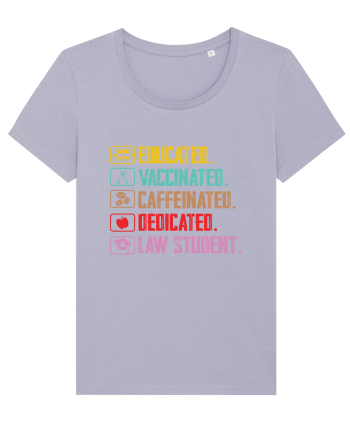 Educated. Vaccinated. Caffeinated. Dedicated. Law Student Lavender