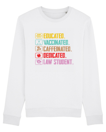Educated. Vaccinated. Caffeinated. Dedicated. Law Student White