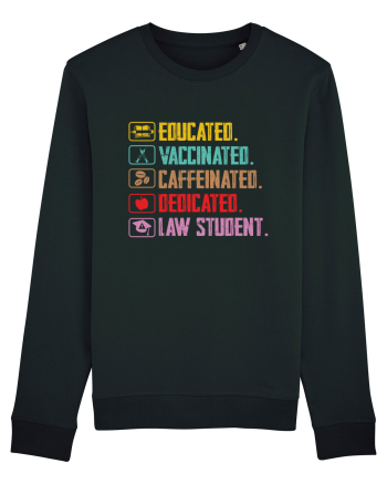 Educated. Vaccinated. Caffeinated. Dedicated. Law Student Black