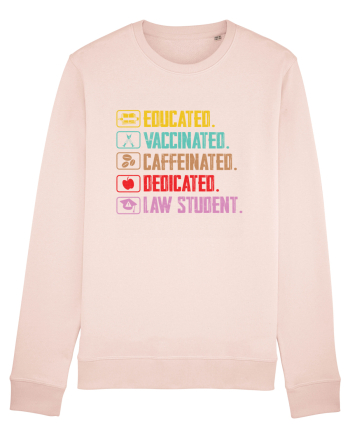 Educated. Vaccinated. Caffeinated. Dedicated. Law Student Candy Pink