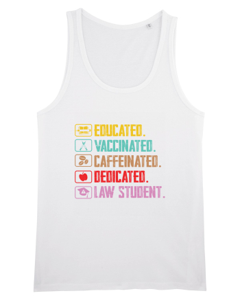 Educated. Vaccinated. Caffeinated. Dedicated. Law Student White