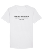 i think twice about who... Tricou mânecă scurtă guler larg Bărbat Skater