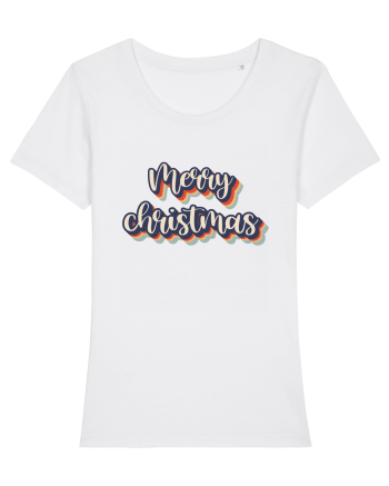 Merry Christmas Retro Style White