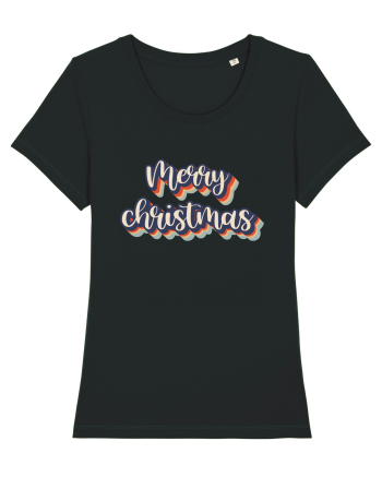 Merry Christmas Retro Style Black